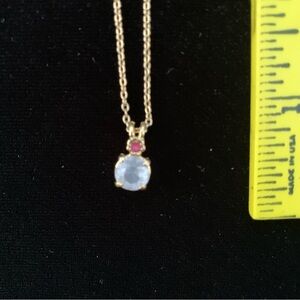 Gold Tone White and Pink Pendant Necklace